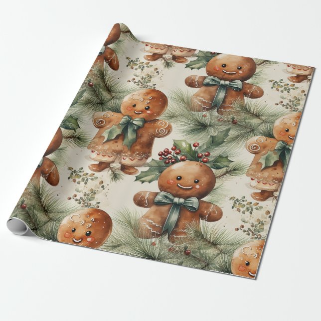 Papier Cadeau Gros pain d'épices Homme et papier d'enveloppement (Déroulé)