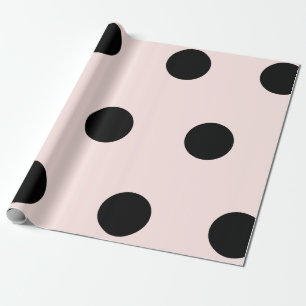 Papier Cadeau Gros Pois noir Motif sur Mariage rose