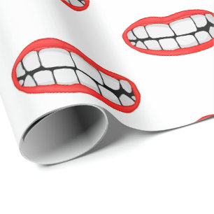 Papier Cadeau Grosses lèvres rouges avec dents