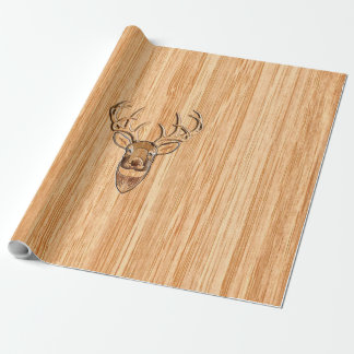 Papier Cadeau Grotte blanche Cerf de bois Grain style graphique