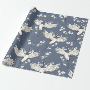 Papier Cadeau grue, motif, illustration vintage oiseau volant f