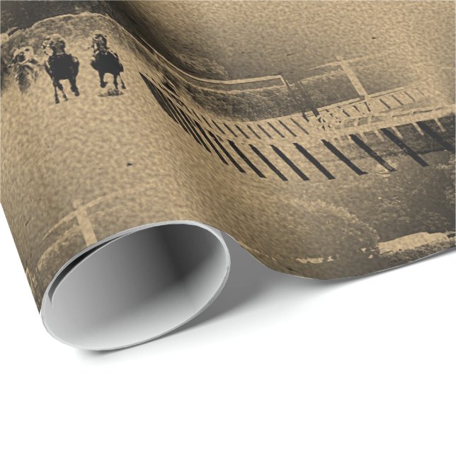 Papier Cadeau Grunge boueuse de voie de course de chevaux (Coin rond)