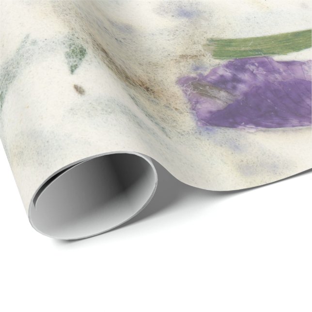 Papier Cadeau Grunge Floral Naturel Shabby Terre Grass Mulberry (Coin rond)