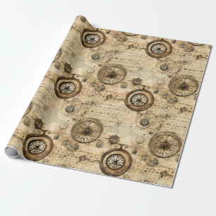 Papier Cadeau Grunge Rustic Steampunk Horloge (9)