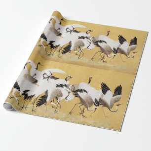 Papier Cadeau Grupe de grues japonaises Vintage Oiseau Riche Cla