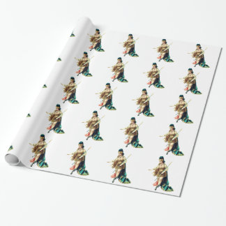 Papier Cadeau Guerrière de femme - illustration vintage