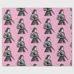 Papier Cadeau Guerrière samouraï japonaise - femme