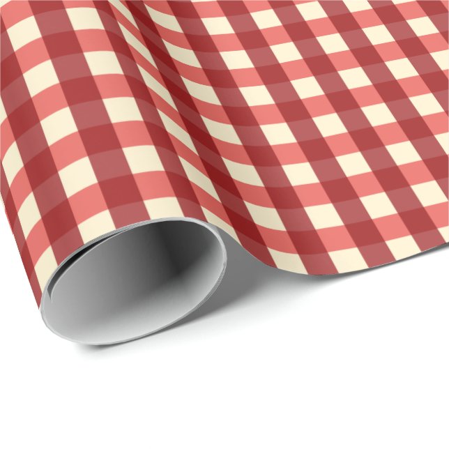 Papier Cadeau Guingan rouge (Coin rond)