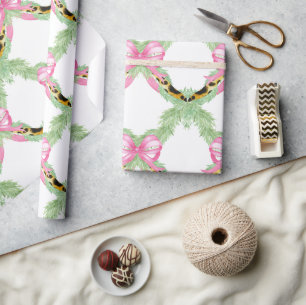 Papier Cadeau Guirlande de léopard Préppy aquarelle Noël