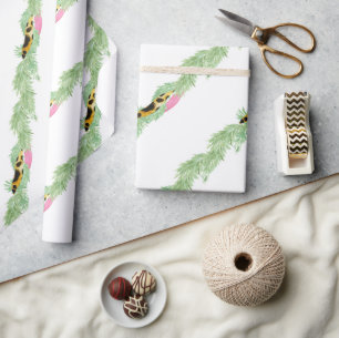 Papier Cadeau Guirlande de léopard Preppy aquarelle Noël