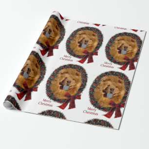 Papier Cadeau Guirlande de Noël de chow-chow de Chiow