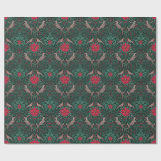 Papier Cadeau Guirlande de Noël Renne de William Morris