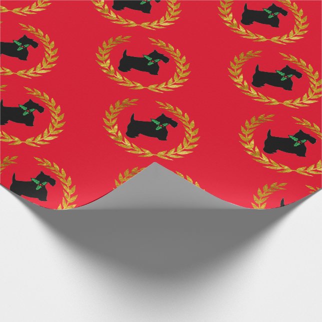 Papier Cadeau Guirlande de Scotty et d'or (Coin)