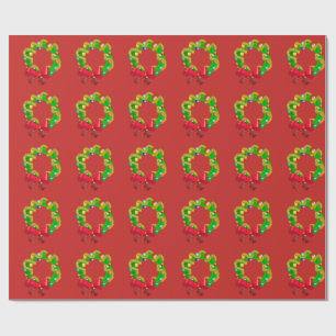 Papier Cadeau Guirlande de style bohème de Noël - texte de