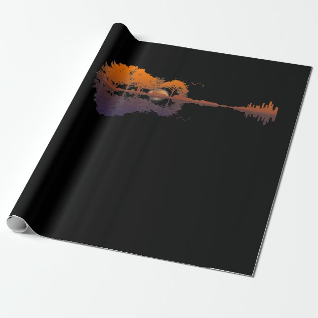 Papier Cadeau Guitar Lake Shadow Love Guitar Gift Music Amoureux (Déroulé)