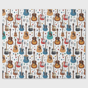 Papier Cadeau Guitare colorée et motif musical