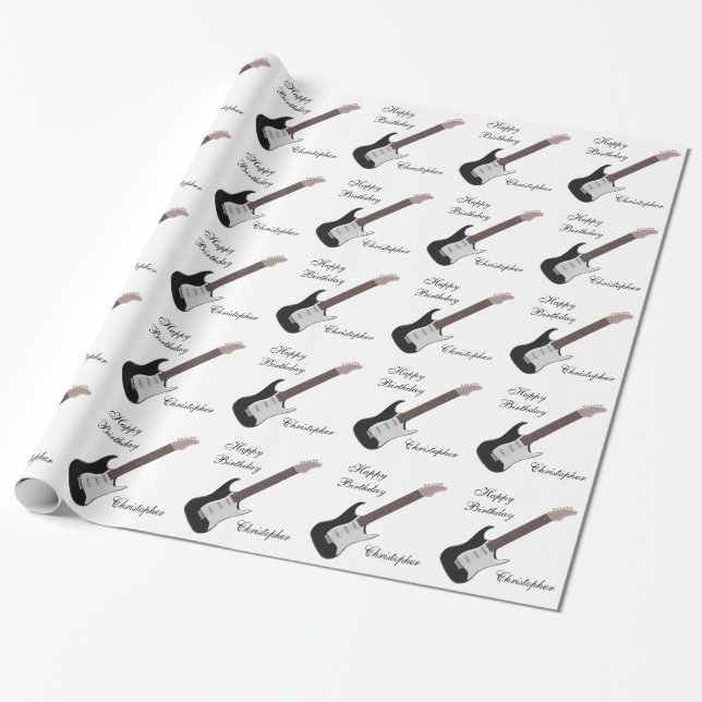 Papier Cadeau Guitare électrique personnalisée Anniversaire (Déroulé)