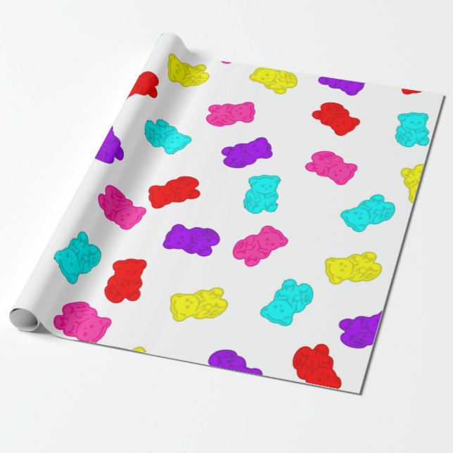 Papier Cadeau gummy bears colorful rainbow candy (Déroulé)
