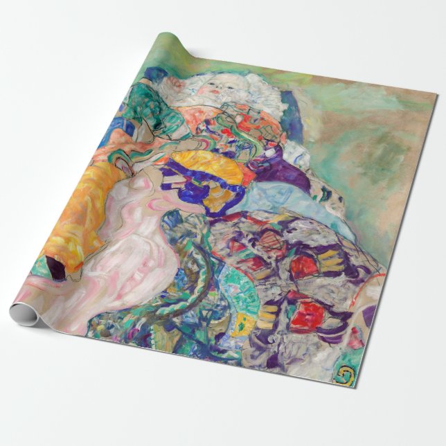 Papier Cadeau Gustav Klimt - Bébé / Berceau (Déroulé)