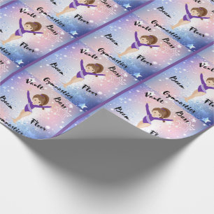 Papier Cadeau Gym Star Brunette, Yeux Brown, Léotard Violet