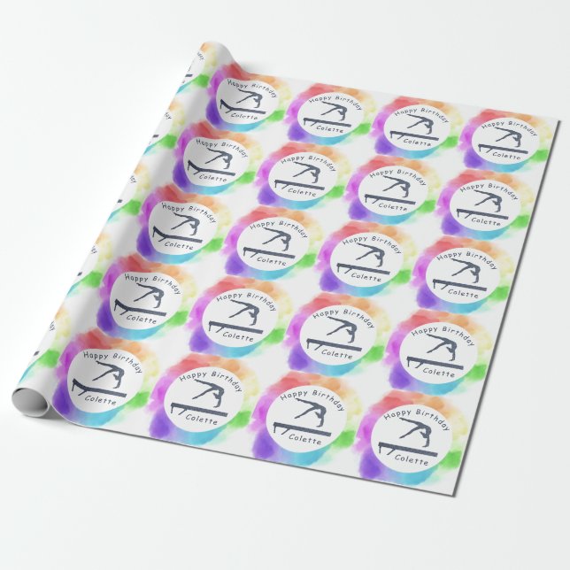 Papier Cadeau Gymnastique Balayage de l'équilibre d'anniversaire (Déroulé)