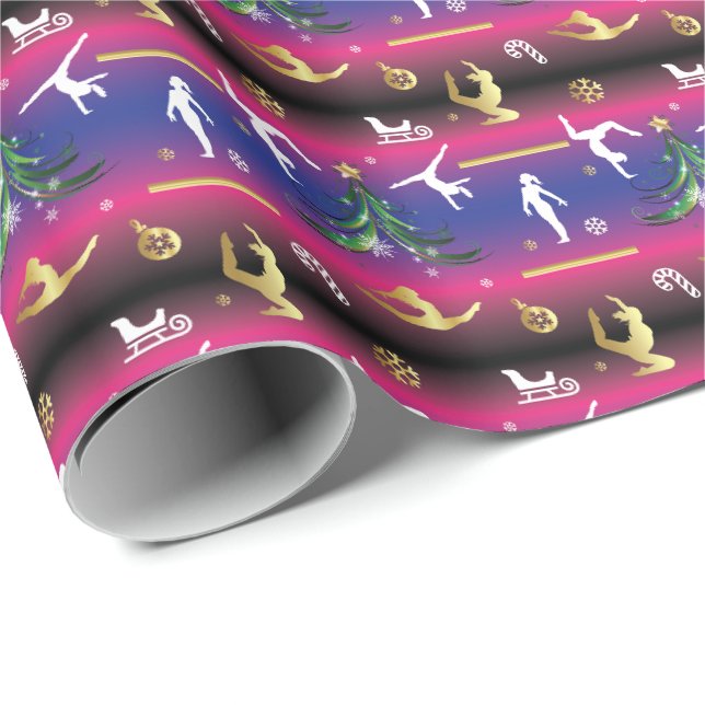 Papier Cadeau Gymnastique féminine Arbre de Noël (Coin rond)