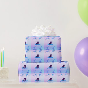 Papier Cadeau Gymnastique féminine Monogramme bleu violet person
