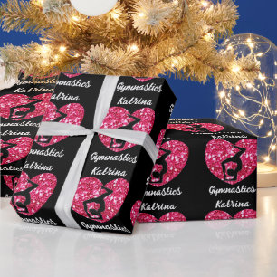 Papier Cadeau Gymnastique noir et rose chaud Personnalisé