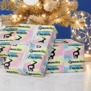 Papier Cadeau Gymnastique Pastel Rose Bleu Jaune Personnalisé