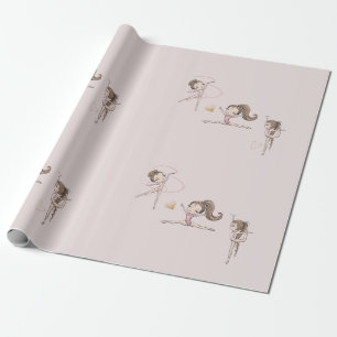 Papier Cadeau Gymnastique rose fête d'anniversaire