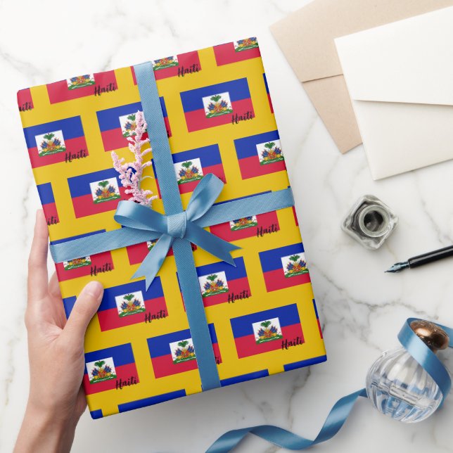 Papier Cadeau Haïti papier d'enveloppement, Drapeau haïtien patr (Cadeaux)