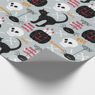 Papier Cadeau Halloween Anniversaire de enfant Nom Age Boy's