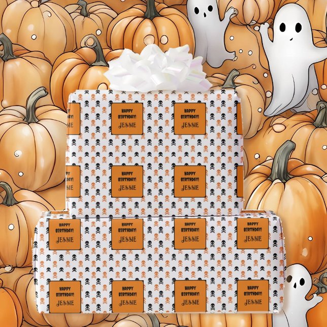 Papier Cadeau Halloween Anniversaire Fête Ajouter un nom Enfants (Créateur téléchargé)