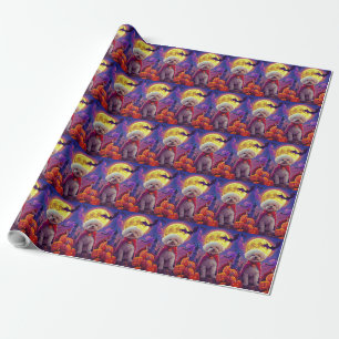 Papier Cadeau Halloween Bichon Frise Chien Citrouille peur