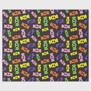 Papier Cadeau Halloween Candies colorées Design noir transparent