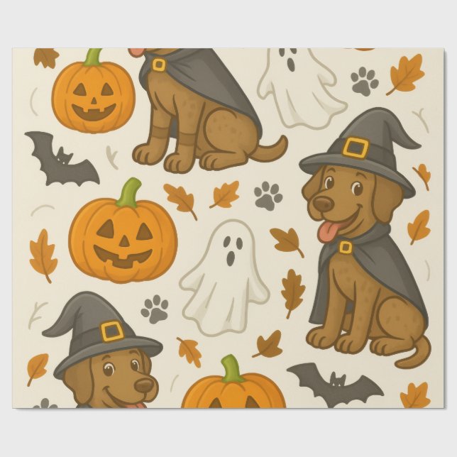 Papier Cadeau Halloween chiot (Plat)