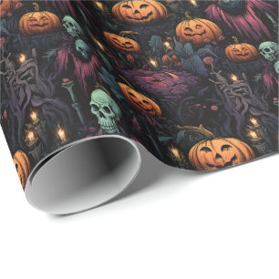 Papier Cadeau Halloween Citrouille  Goth éffrayant