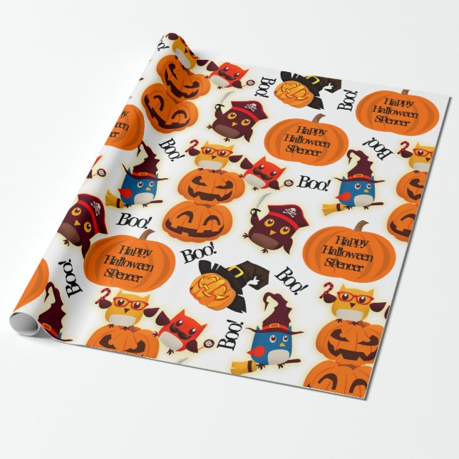 Papier Cadeau Halloween Citrouille personnalisé (Déroulé)