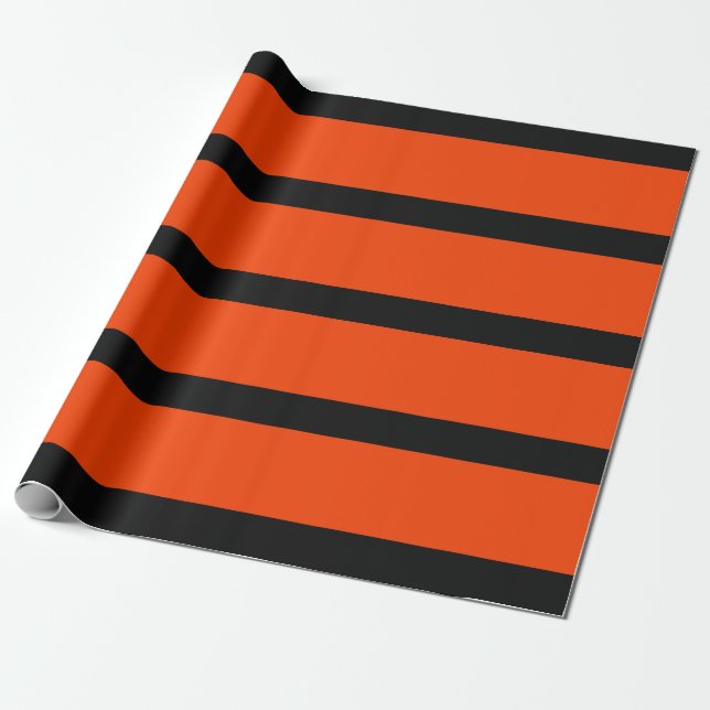 Papier Cadeau Halloween classique orange et crayon noir (Déroulé)
