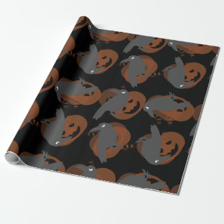 Papier Cadeau halloween corneille citrouille