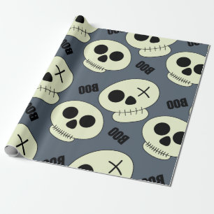 Papier Cadeau Halloween crâne mignon avec boo enfant sans soudur