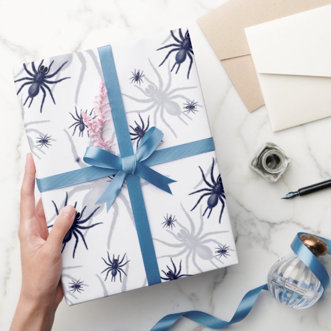 Papier Cadeau Halloween Déplaisant Spider noir blanc (Cadeaux)