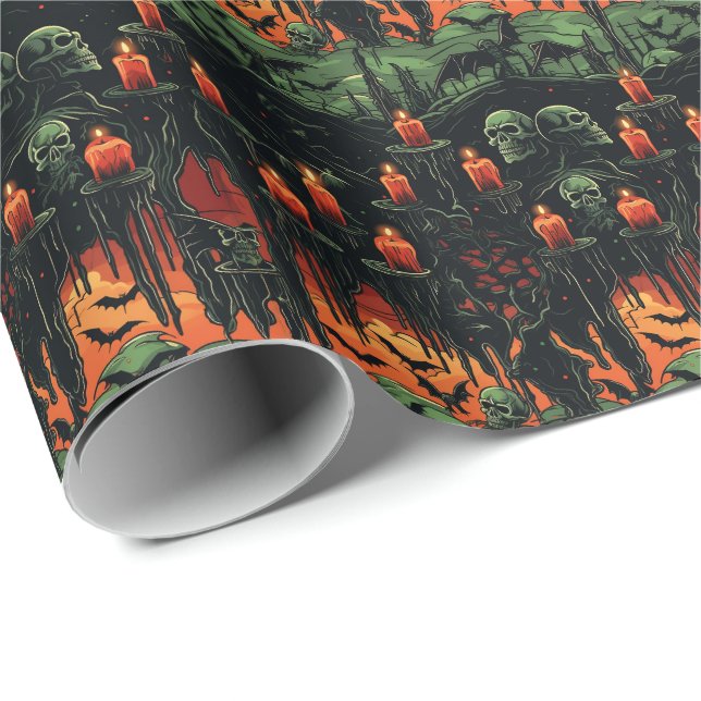 Papier Cadeau 💀 Halloween - 😱 effrayant (Coin rond)
