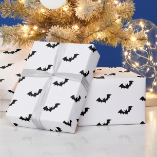 Papier Cadeau Halloween Éffrayant Noir et blanc chauves-souris M