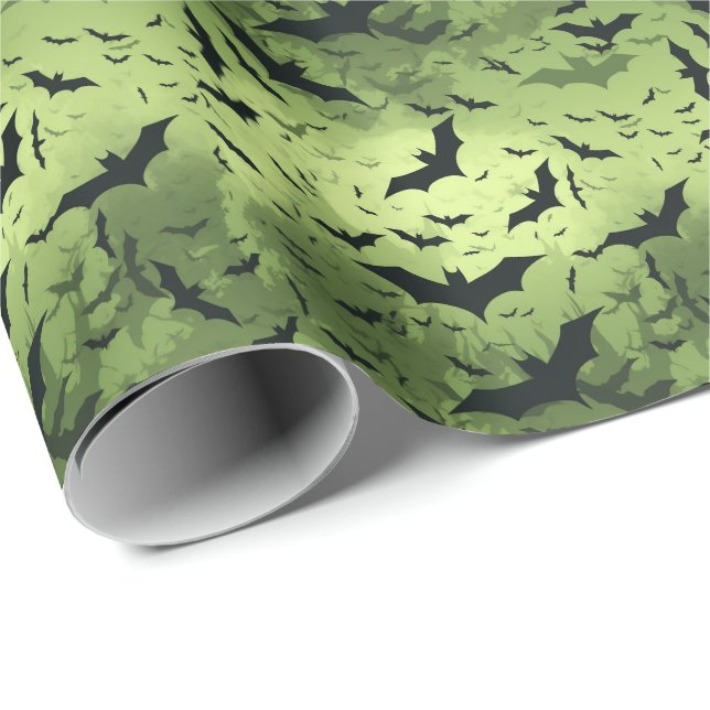Papier Cadeau 🦇 Halloween - effrayant 😱 toxique vert (Coin rond)