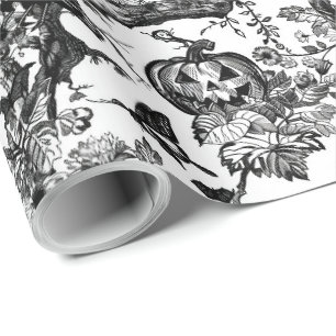Papier Cadeau Halloween en toile noire et blanche