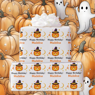 Papier Cadeau Halloween Enfants Nom de l'anniversaire de l'enfan