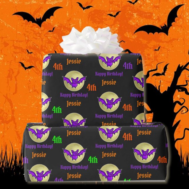 Papier Cadeau Halloween Enfants Nom de l'anniversaire de l'enfan (Créateur téléchargé)