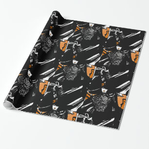 Papier Cadeau halloween fashionillustration avec balai