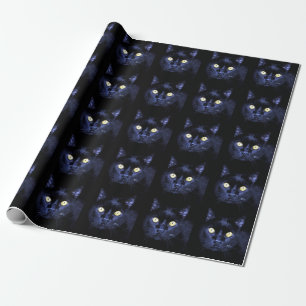 Papier Cadeau Halloween fête peur Chat noir Horreur Nuit